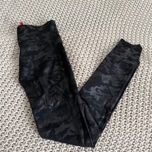 Spanx faux leather camo leggings
